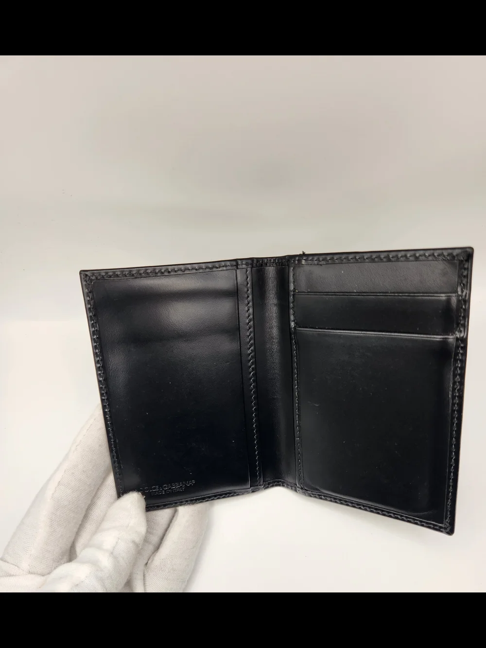 Dolce & Gabbana Black Leather Bifold Card Holder Wallet
